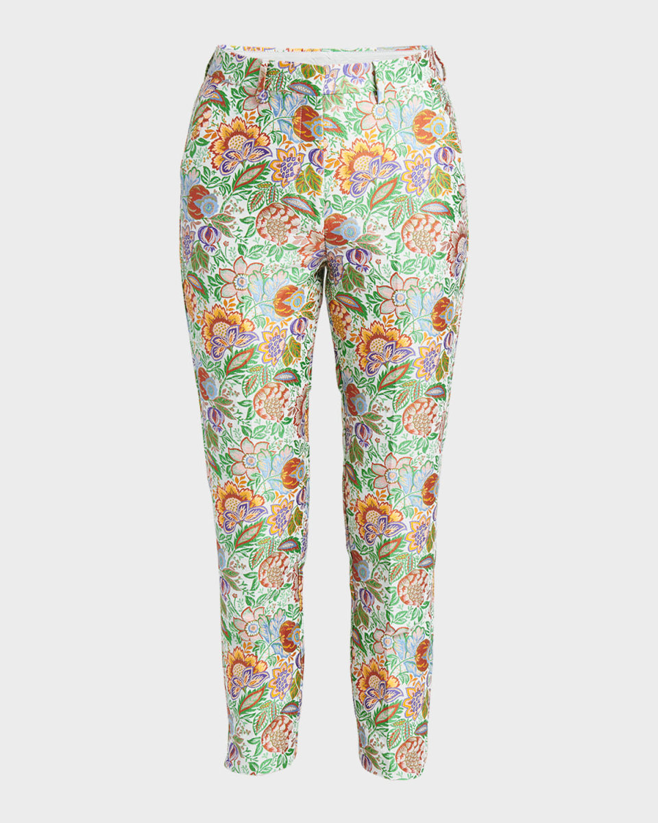 Tree of Life Brocade Cropped Slim Pants